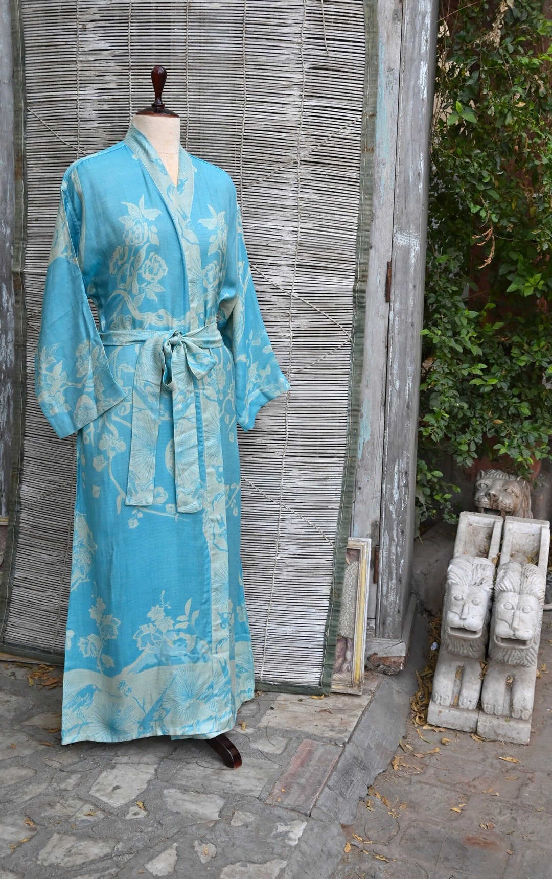 Tiffany Blue House Coat, Bridal Robe, Dressing Gown, Beachwear, Silk