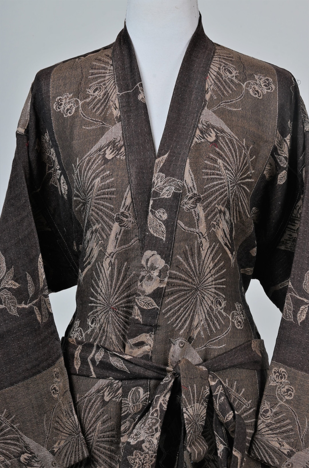 Chondon Robe Choco Brown Cashmere Silk Kimono Robe, Dressing Gown, Robe for Women ...