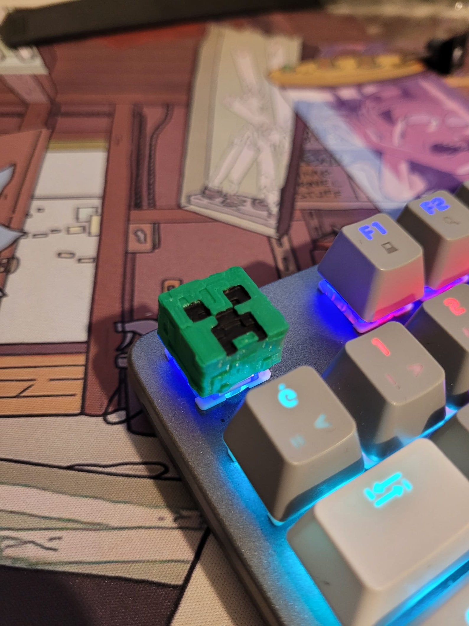 Minecraft Creeper Keycap Creeper Keycap Artisan Keycaps Etsy México