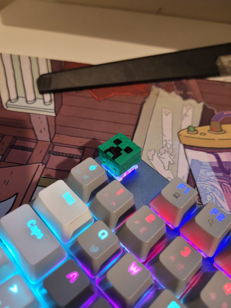 Minecraft Creeper Keycap Creeper Keycap Artisan Keycaps Etsy