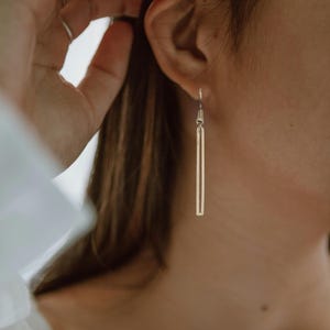 Dainty Brass Bar Earrings, Rectangle Earrings, Modern Earrings, Minimalist Earrings, Geometric Shiny Earrings, Simple Earrings