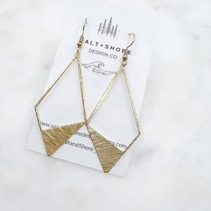 Large Shiny Brass Earrings, Minimalist Earrings, Modern Dangle Earrings, Large Statement Earrings, Gold Earrings, Shiny Geometric Earrings