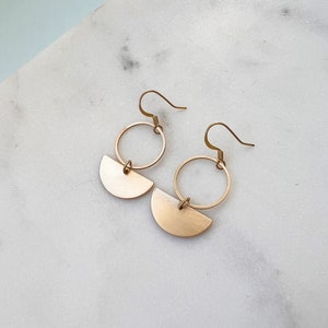 Half Moon Earrings, Half Moon and Circle Earrings, Semi-Circle Earrings, Geometric Earrings, Modern Boho Earrings, Minimalist Earrings