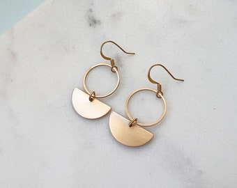 Half Moon Earrings, Half Moon and Circle Earrings, Semi-Circle Earrings, Geometric Earrings, Modern Boho Earrings, Minimalist Earrings