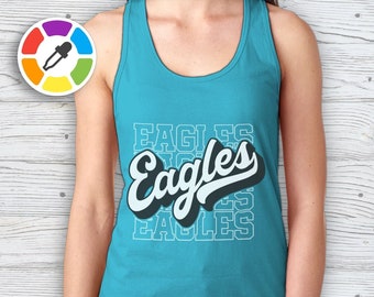 Eagles Mascot Spirit Shirt, Retro Stacked Text Design