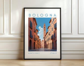Poster di viaggio di Bologna - Stampa della città storica - Arte murale italiana - Regalo di viaggio