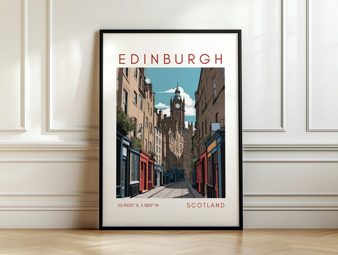 Edinburgh Travel Poster - Medieval Street Art - Scotland Print With ...