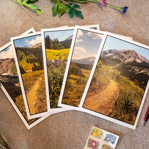 Tarjetas de felicitación de la serie Mountainscape / 5 tarjetas en blanco con sobres / Tarjetas de notas artísticas en blanco / Fotografía original / Crested Butte Colorado