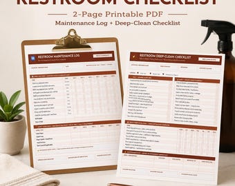 Restroom Checklist Printable | Bathroom Cleaning Log | Daily Cleaning Checklist | Editable Canva Template | Use in Business Restaurant Spa