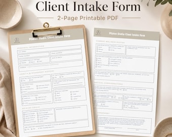 Pilates Studio Client Intake Form, Printable PDF for Pilates Instructors, Health History Form, Client Agreement, Consent Form