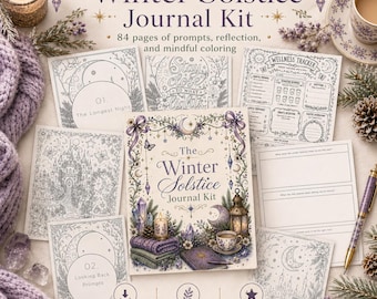 Winter Solstice Journal Kit Printable PDF, Yule Journal, Guided Reflection Prompts, Wellness Tracker, Mindful Coloring Pages, PDF Download