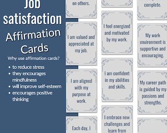 Minimalist Job Satisfaction Affirmation Cards | 54 Printable Cards | Workplace Positivity