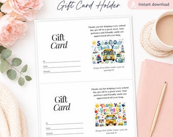 School Bus Driver Gift | Thank You for Going the Extra Mile | End of Year Bus Driver Appreciation Card | Gift Card Holder Printable