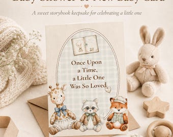 Baby Shower Card, New Baby Card, Gender Neutral Baby Card, Welcome Baby Card, Storybook Newborn Card, Printable 5x7 Greeting Card Download
