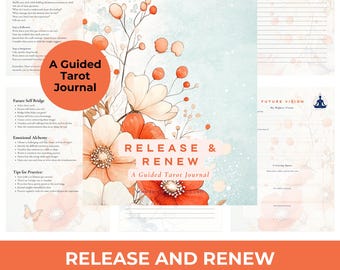 Release and Renew Guided Tarot Journal - Tarot  Workbook for Personal Growth, Witchy Grimoire, tarot card reading, great for tarot beginners