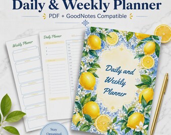 Daily Schedule Template 15 Minute, Daily Planner, Weekly Planner PDF, Time Blocking Schedule,  Mediterranean color Planner Digital and Print