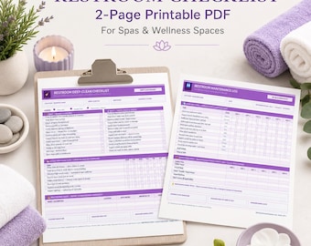 Restroom Checklist Printable | Bathroom Cleaning Log | Daily Cleaning Checklist | Editable Canva Template | Use in Business Restaurant Spa