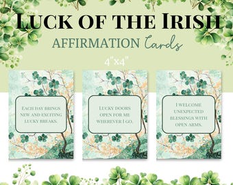 30 Affirmation Cards for Luck Positive Mindset Good Fortune Manifestation Printable Self Care Irish Blessing Law of Attraction 2.75"x3.75"