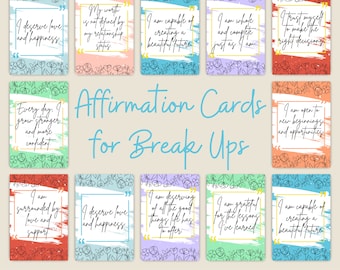 Empowering Divorce Affirmation Cards for Women: 50 Messages for Healing and Growth, Flower, Break Up Affirmations, Pastel, Positive Affirm