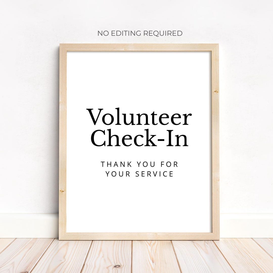 Volunteer Check Inflag Volunteer Check-in Sign Printable, Church Fellowship or Community Event ...