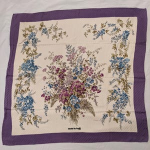 Vintage 60s Daniel La Foret Floral Silk Scarf