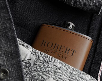 Custom Wedding Flask 6oz, Personalized Flask, Whiskey Flask, Gift for Groom, Best Man, Groomsmen, Custom Wedding Day Gift, Wedding Keepsake