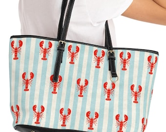 Lobster Print Shoulder Bag - Coastal Fashion Tote, Summer Accessories, Beach Bag, Gift for Lobster Lovers, Stylish Everyday Carryall