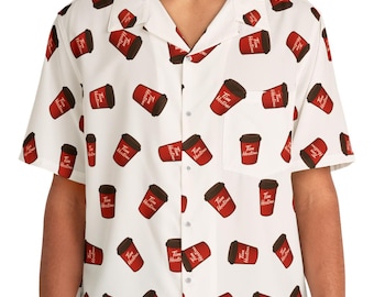 Tim Hortons Coffee Cup Pattern Hawaiian Shirt | Canada Day Outfit