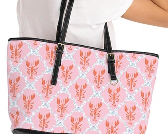 Lobster Print Shoulder Bag - Coastal Fashion Tote, Summer Accessories, Beach Bag, Gift for Lobster Lovers, Stylish Everyday Carryall