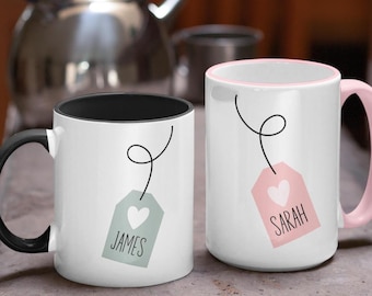 Personalized Tea Drinker Mug, Accent Coffee Mug 11oz, 15oz, Ceramic Mug, Tea Lovers Mug, Gift for Newlyweds, Valentine's Day Gift