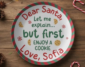 Personalized Cookies for Santa Plate, Christmas Keepsake Gift