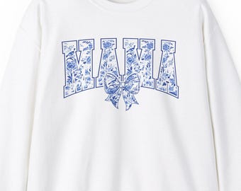 Mama Chinoiserie Sweathshirt, Unisex Crewneck Sweatshirt, Mama Varsity Chinoiserie Sweatshirt, Mother's Day Sweater, Gift for Mom