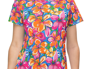 Tropical Hibiscus Floral T-Shirt Dress | All-Over Print