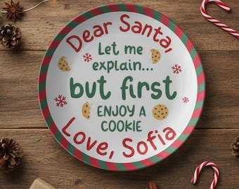 Personalized Cookies for Santa Plate, Custom Name Christmas Cookies Plate for Kids