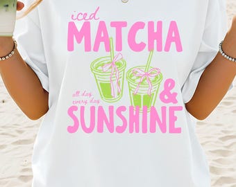 Iced Matcha & Sunshine T-shirt | Matcha Latte Summer Tee