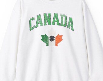 Irish Canadian St Patrick's Day Sweatshirt, St Paddy's Day Crewneck Jumper, Celtic Canadian Top, Green Beer Festival Pullover, Gaelic