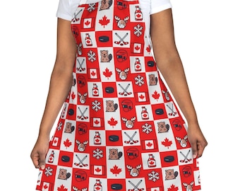 Canadian Flag Apron: Stain-Free Polyester Chef Apron, Canada Day BBQ