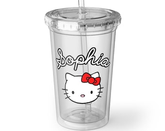 Hello Kitty Face with Name Acrylic Cup | Personalized Tumbler