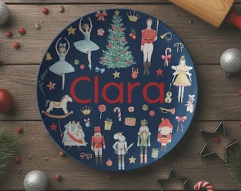 Personalized Nutcracker Christmas Plate, Girls Ceramic Dinnerware
