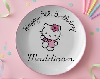Hello Kitty Dinner Plate, Birthday Dinner Plate, Personalized Gift, Birthday Gift