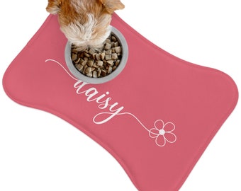 Custom Pet Name Feeding Mat for Dogs, Personalized Pet Mats, Feeding Mat for Dogs, Bone Shaped Mat, Gift for Dog Lovers, Gift for Pet Lovers