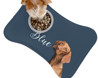 Custom Pet Photo Feeding Mat, Personalized Pet Mats, Feeding Mat for Dogs, Bone Shaped Mat, Gift for Dog Lovers, Gift for Pet Lovers