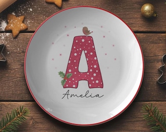 Personalized Christmas Dinner Plate, Custom Holiday Plate for Kids