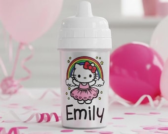 Personalized Rainbow Hello Kitty Sippy Cup