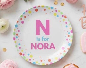 Personalized Child's Dinner Plate, Custom Name, Birthday Party Decor