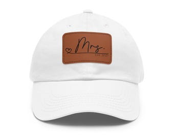 Mr & Mrs Dad Hat, Faux Leather Patch, Wedding Gift
