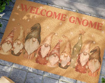 Welcome Gnome Doormat: Eco-Friendly Coir Entrance Mat