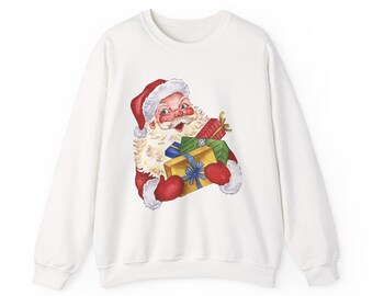 Vintage Santa Crewneck Sweatshirt: Unisex Christmas Holiday Sweater
