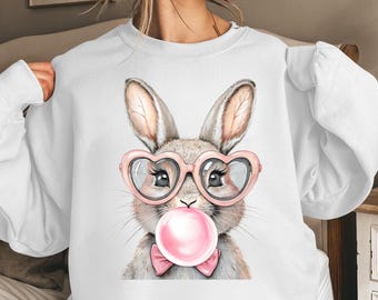 Bubble Gum Bunny Sweatshirt: Heart Shades Easter Gift