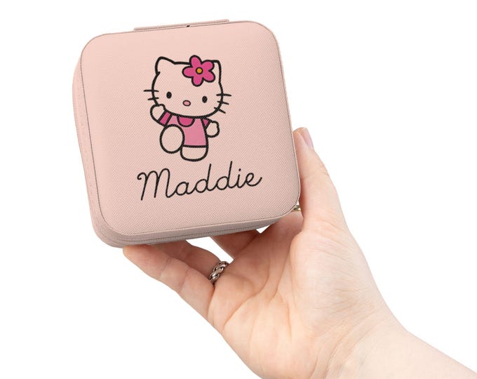Featured listing image: Hello Kitty Floral Name Jewelry Travel Case | Personalized Compact Organizer